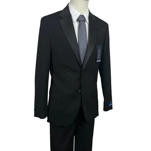 NAUTICA Tuxedo Suit Men's Size 40R 34W Black Modern Fit Stretch NWT $395 - Picture 8 of 15